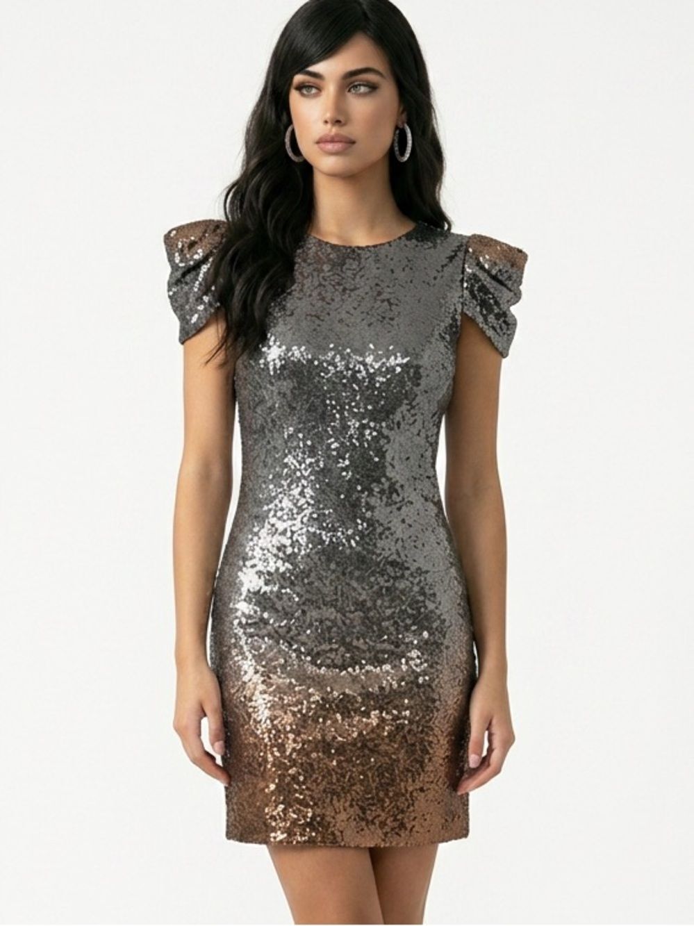 JULIA JORDAN | Ombré Bronze to Silver Dress Size 2